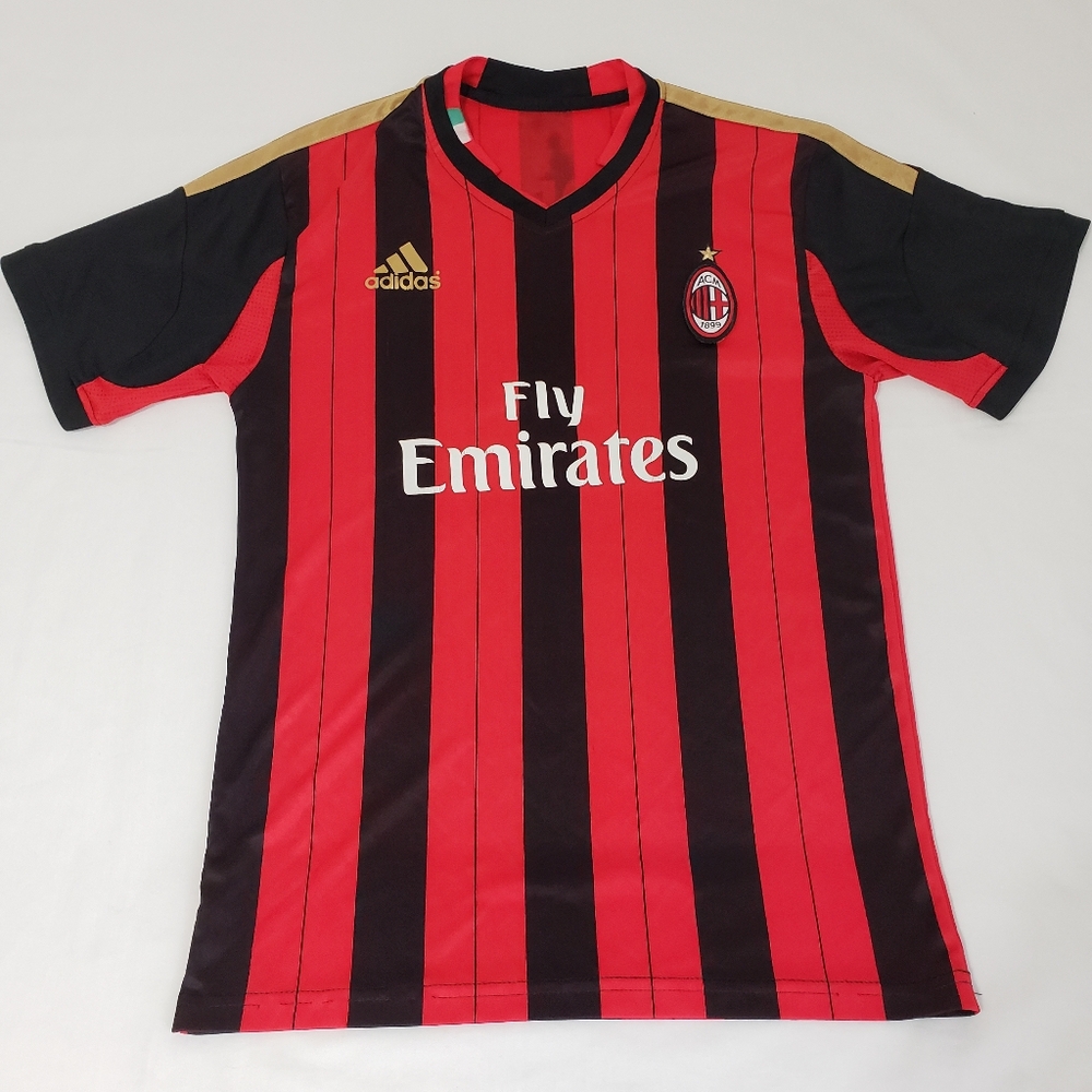 Adidas Red and Black Striped Soccer Jersey AC Milan Carrera 12 Size XS Men's